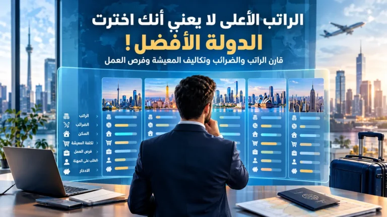 العمل في الخارج 2026: كيف تختار الدولة المناسبة حسب الراتب وتكاليف المعيشة والضرائب وفرص العمل؟